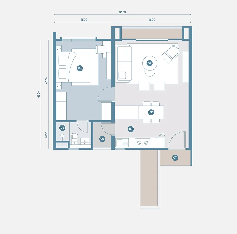 Type A floor plan, 566 sq ft, 1 bedroom, Danau Puchong